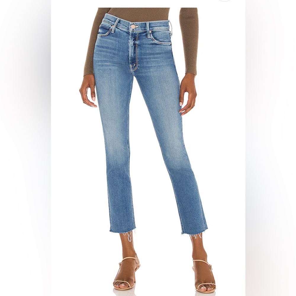 Mother mid rise dazzler ankle fray denim jeans in riding the cliffside
